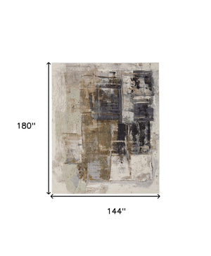 Homeroots 12' X 15' Gray Black And Brown Abstract Power Loom Area Rug Brown Polypropylene 566704