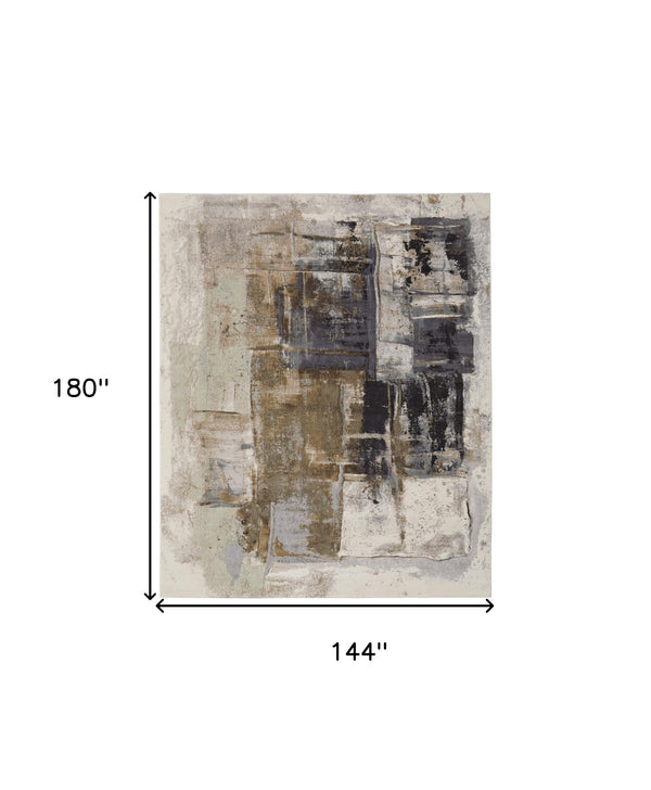 Homeroots 12' X 15' Gray Black And Brown Abstract Power Loom Area Rug Brown Polypropylene 566704