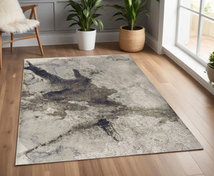 Homeroots 4' X 6' Gray Black And Brown Abstract Power Loom Area Rug Taupe Polypropylene 566706