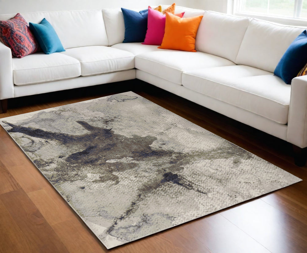 Homeroots 5' X 8' Gray Black And Brown Abstract Power Loom Area Rug Taupe Polypropylene 566707