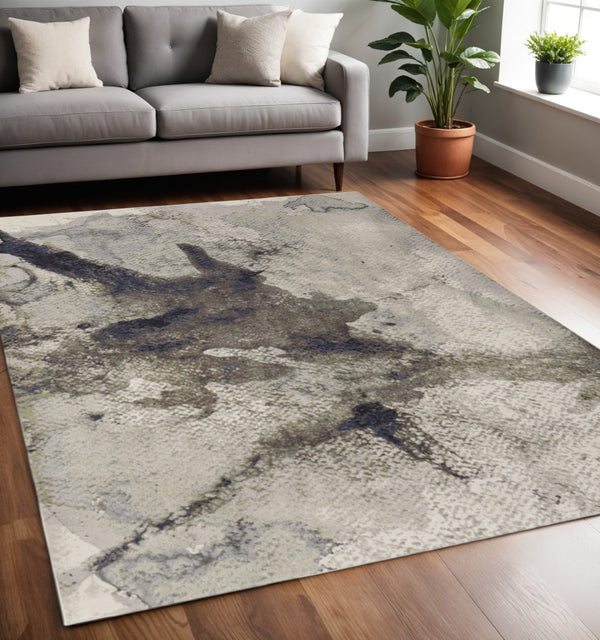 HomeRoots 4' Contemporary Abstract Area Rug in Taupe, Brown, and Black – Stain-Resistant, Easy-Care Design 5' X 8' 566707