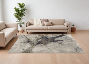 Homeroots 9' X 12' Gray Black And Brown Abstract Power Loom Area Rug Taupe Polypropylene 566709