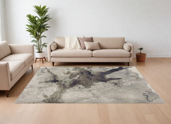 Homeroots 9' X 12' Gray Black And Brown Abstract Power Loom Area Rug Taupe Polypropylene 566709