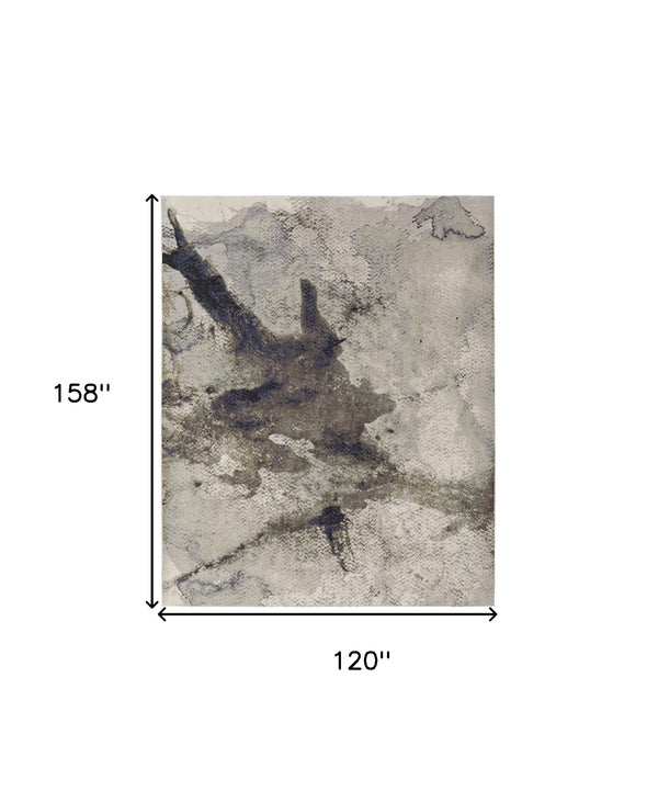 Homeroots 10' X 13' Gray Black And Brown Abstract Power Loom Area Rug Taupe Polypropylene 566710