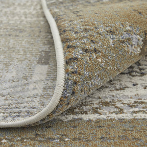 HomeRoots 4' Abstract Power Loom Area Rug in Ivory, Gray, and Brown - Durable, Stain-Resistant Design for Modern Spaces 8' X 10' 566715