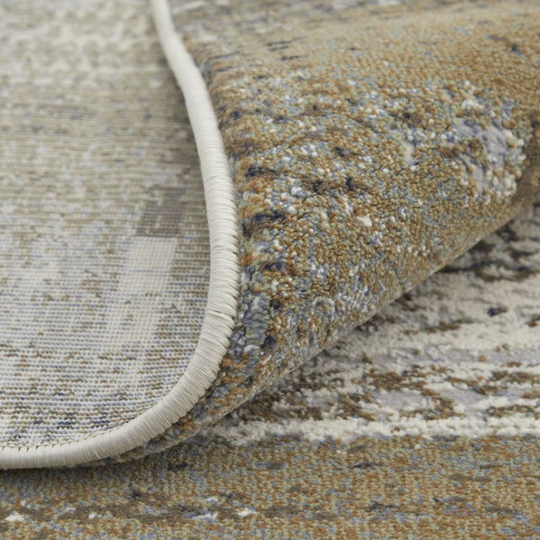HomeRoots 4' Abstract Power Loom Area Rug in Ivory, Gray, and Brown - Durable, Stain-Resistant Design for Modern Spaces 8' X 10' 566715