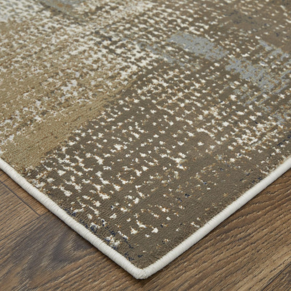 HomeRoots 4' Abstract Power Loom Area Rug in Ivory, Gray, and Brown - Durable, Stain-Resistant Design for Modern Spaces 9' X 12' 566716
