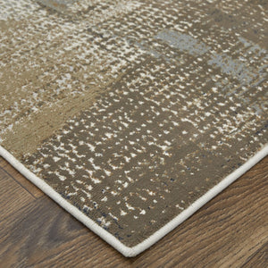 HomeRoots 4' Abstract Power Loom Area Rug in Ivory, Gray, and Brown - Durable, Stain-Resistant Design for Modern Spaces 10' X 13' 566717