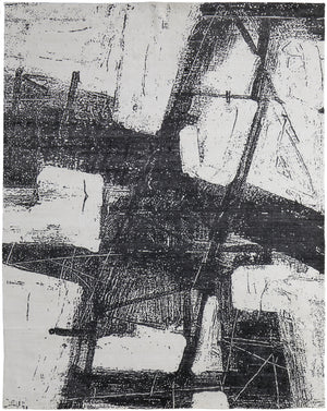 Homeroots 5' X 8' Black And Gray Abstract Hand Woven Area Rug Black Wool Blend 566728