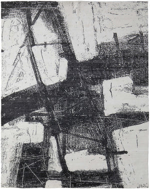 Homeroots 8' X 10' Black And Gray Abstract Hand Woven Area Rug Black Wool Blend 566729