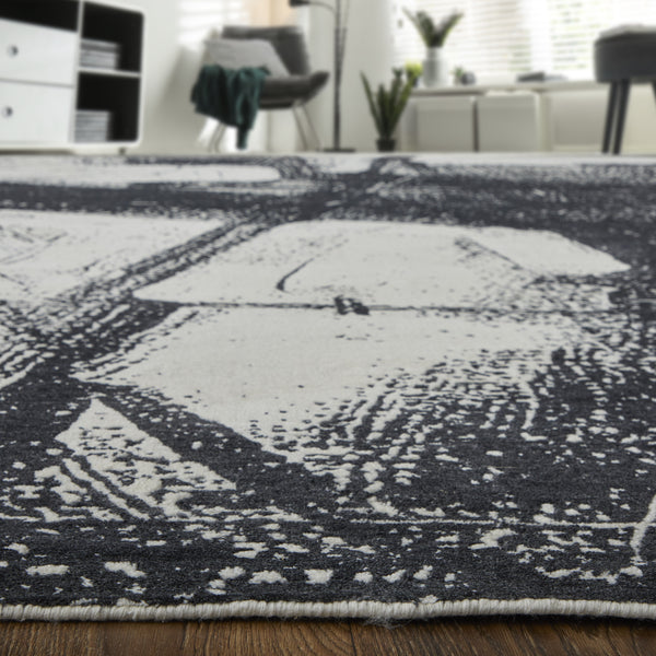 Homeroots 12' X 15' Black And Gray Abstract Hand Woven Area Rug Black Wool Blend 566732