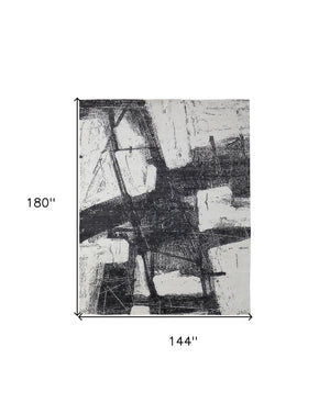 Homeroots 12' X 15' Black And Gray Abstract Hand Woven Area Rug Black Wool Blend 566732