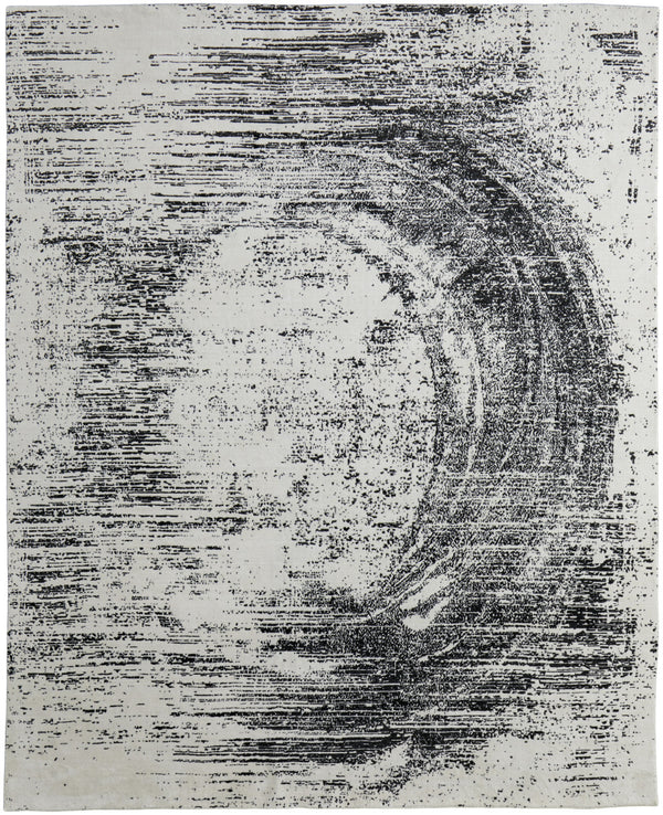 Homeroots 4' X 6' Black And Gray Abstract Hand Woven Area Rug Black Wool Blend 566734