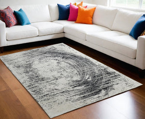 Homeroots 5' X 8' Black And Gray Abstract Hand Woven Area Rug Black Wool Blend 566735