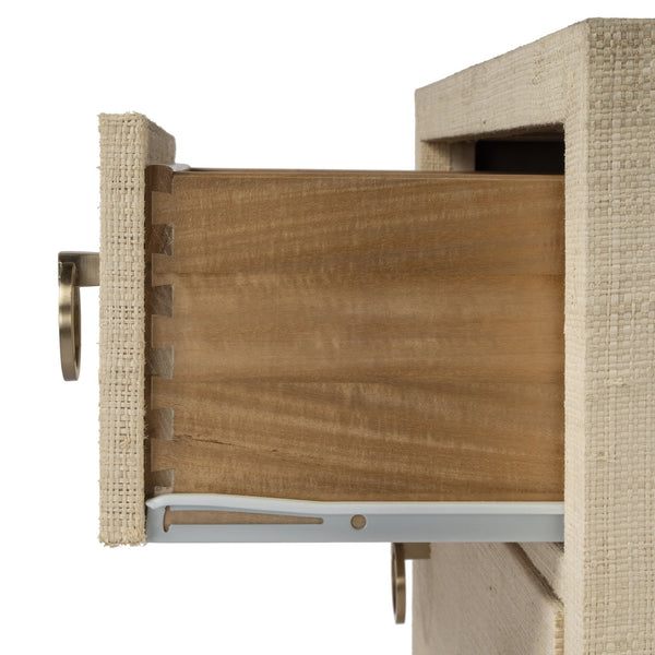 Butler Specialty Bar Harbor Raffia 3-drawer Nightstand – Elegant Storage Solution With Hand-woven Natural Texture Natural Gemelina Wood,Mdf,Oak Veneer,Saguran Raffia,Zinc 5667362-butler