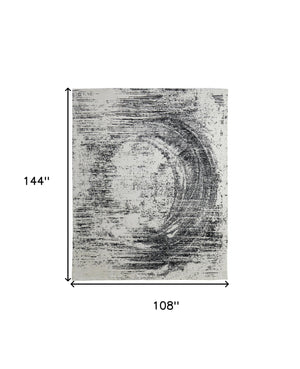 Homeroots 9' X 12' Black And Gray Abstract Hand Woven Area Rug Black Wool Blend 566737