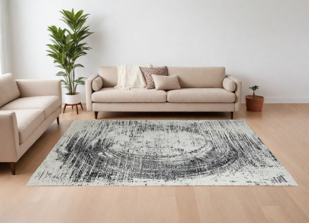 HomeRoots 4' Transform Your Space with a Hand-Woven Black and Gray Abstract Area Rug for Modern Elegance 12' X 15' 566739