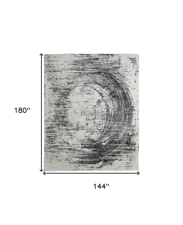 Homeroots 12' X 15' Black And Gray Abstract Hand Woven Area Rug Black Wool Blend 566739