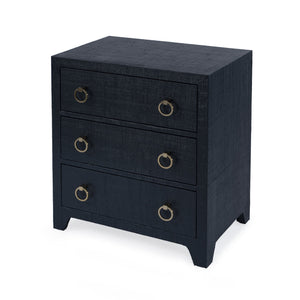 Butler Specialty Bar Harbor Raffia 3-drawer Nightstand – Elegant Storage Solution With Hand-woven Natural Texture Navy Blue Gemelina Wood,Mdf,Oak Veneer,Saguran Raffia,Zinc 5667410-butler