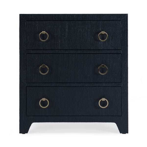 Butler Specialty Bar Harbor Raffia 3-drawer Nightstand – Elegant Storage Solution With Hand-woven Natural Texture Navy Blue Gemelina Wood,Mdf,Oak Veneer,Saguran Raffia,Zinc 5667410-butler