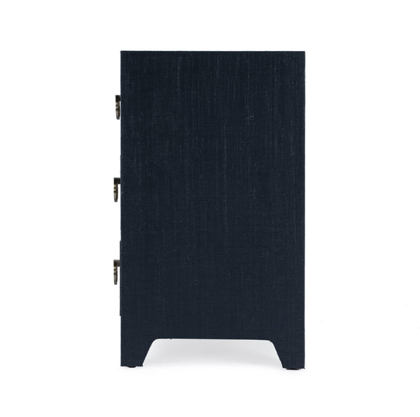 Butler Specialty Bar Harbor Raffia 3-drawer Nightstand – Elegant Storage Solution With Hand-woven Natural Texture Navy Blue Gemelina Wood,Mdf,Oak Veneer,Saguran Raffia,Zinc 5667410-butler