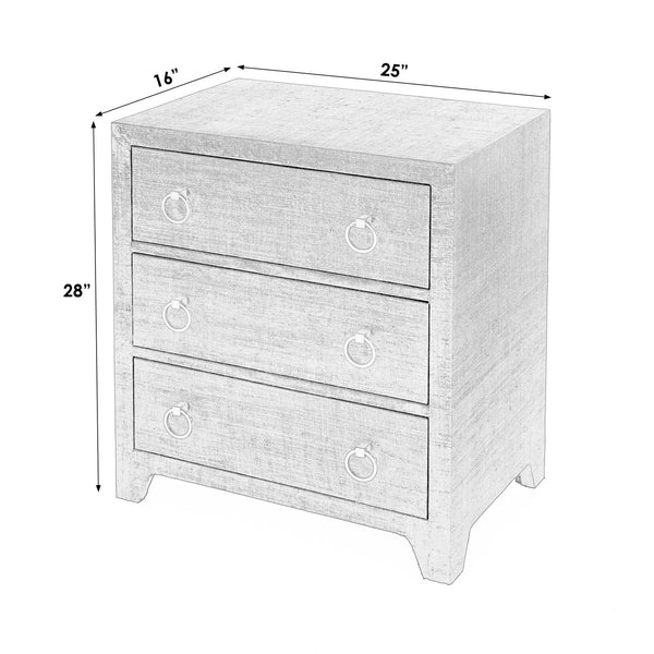 Butler Specialty Bar Harbor Raffia 3-drawer Nightstand – Elegant Storage Solution With Hand-woven Natural Texture Navy Blue Gemelina Wood,Mdf,Oak Veneer,Saguran Raffia,Zinc 5667410-butler