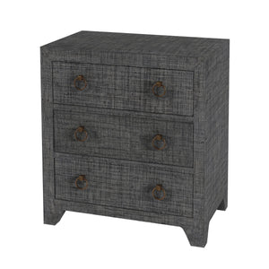 Butler Specialty Bar Harbor Raffia 3-drawer Nightstand – Elegant Storage Solution With Hand-woven Natural Texture Charcoal Gemelina Wood,Mdf,Oak Veneer,Saguran Raffia,Zinc 5667420-butler