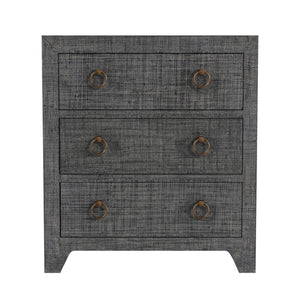 Butler Specialty Bar Harbor Raffia 3-drawer Nightstand – Elegant Storage Solution With Hand-woven Natural Texture Charcoal Gemelina Wood,Mdf,Oak Veneer,Saguran Raffia,Zinc 5667420-butler
