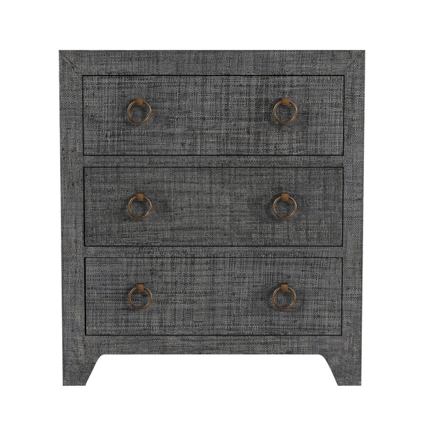 Butler Specialty Bar Harbor Raffia 3-drawer Nightstand – Elegant Storage Solution With Hand-woven Natural Texture Charcoal Gemelina Wood,Mdf,Oak Veneer,Saguran Raffia,Zinc 5667420-butler