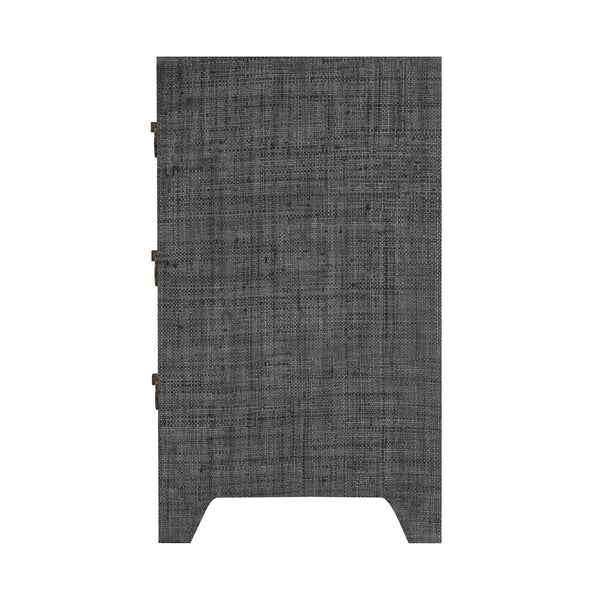 Butler Specialty Bar Harbor Raffia 3-drawer Nightstand – Elegant Storage Solution With Hand-woven Natural Texture Charcoal Gemelina Wood,Mdf,Oak Veneer,Saguran Raffia,Zinc 5667420-butler