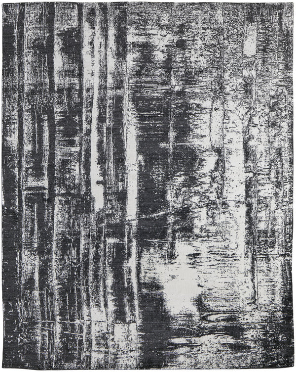 Homeroots 5' X 8' Black And Gray Abstract Hand Woven Area Rug Black Wool Blend 566742