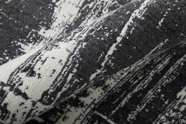 Homeroots 12' X 15' Black And Gray Abstract Hand Woven Area Rug Black Wool Blend 566746