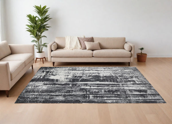 Homeroots 12' X 15' Black And Gray Abstract Hand Woven Area Rug Black Wool Blend 566746