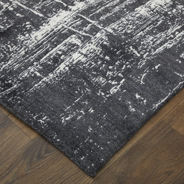 Homeroots 2' X 3' Black And Gray Abstract Hand Woven Area Rug Black Wool Blend 566747
