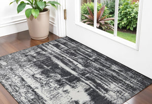 Homeroots 2' X 3' Black And Gray Abstract Hand Woven Area Rug Black Wool Blend 566747