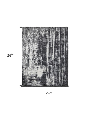 Homeroots 2' X 3' Black And Gray Abstract Hand Woven Area Rug Black Wool Blend 566747