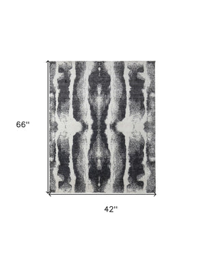 Homeroots 4' X 6' Black And Gray Abstract Hand Woven Area Rug Black Wool Blend 566748