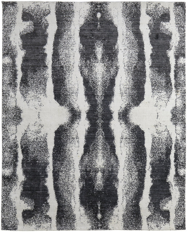 Homeroots 5' X 8' Black And Gray Abstract Hand Woven Area Rug Black Wool Blend 566749