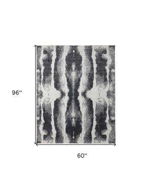 Homeroots 5' X 8' Black And Gray Abstract Hand Woven Area Rug Black Wool Blend 566749