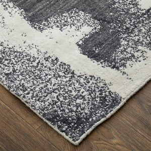 Homeroots 8' X 10' Black And Gray Abstract Hand Woven Area Rug Black Wool Blend 566750