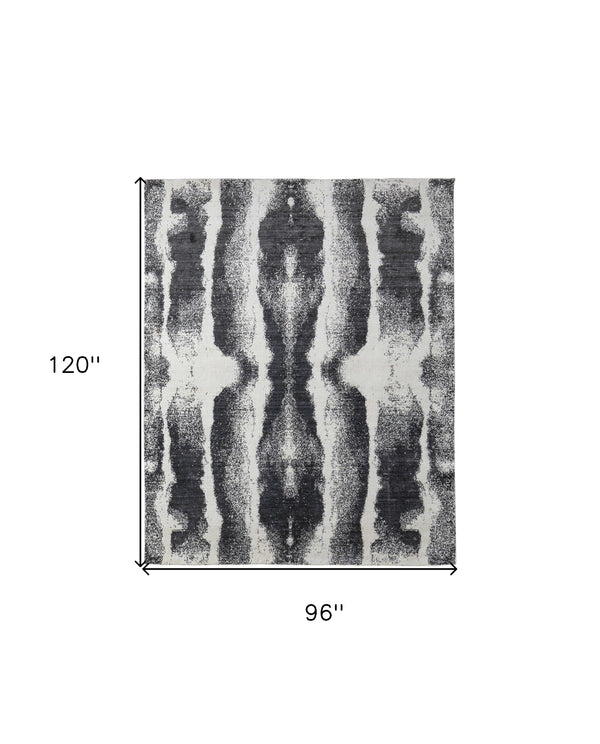 Homeroots 8' X 10' Black And Gray Abstract Hand Woven Area Rug Black Wool Blend 566750