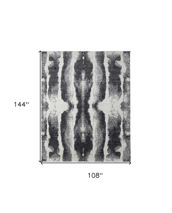 Homeroots 9' X 12' Black And Gray Abstract Hand Woven Area Rug Black Wool Blend 566751