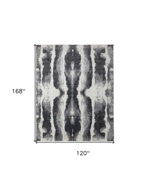 Homeroots 10' X 14' Black And Gray Abstract Hand Woven Area Rug Black Wool Blend 566752