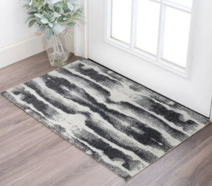 Homeroots 2' X 3' Black And Gray Abstract Hand Woven Area Rug Black Wool Blend 566754