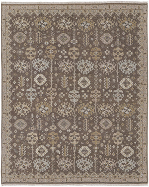 Homeroots 6' X 9' Gray And Ivory Wool Oriental Hand Knotted Area Rug With Fringe Blue Wool 566756