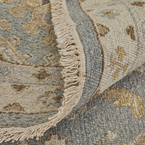 HomeRoots 4' Timeless Gray and Ivory Hand-Knotted Wool Oriental Area Rug with Elegant Fringed Edges 8' X 12' 566758