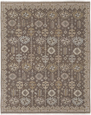 HomeRoots 4' Timeless Gray and Ivory Hand-Knotted Wool Oriental Area Rug with Elegant Fringed Edges 8' X 12' 566758