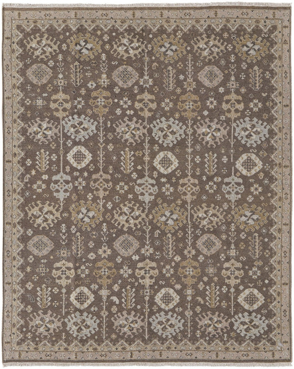 HomeRoots 4' Timeless Gray and Ivory Hand-Knotted Wool Oriental Area Rug with Elegant Fringed Edges 8' X 12' 566758