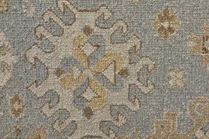 Homeroots 2' X 3' Gray And Ivory Wool Oriental Hand Knotted Area Rug With Fringe Blue Wool 566760