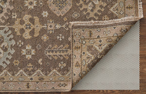 Homeroots 6' X 9' Tan And Brown Wool Oriental Hand Knotted Area Rug With Fringe Brown Wool 566762